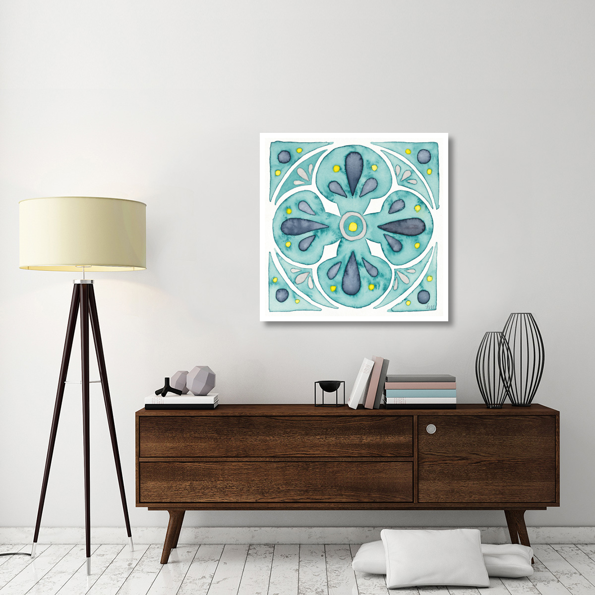 Garden Getaway Tile VI Teal -Paper Art-38&quotx38"