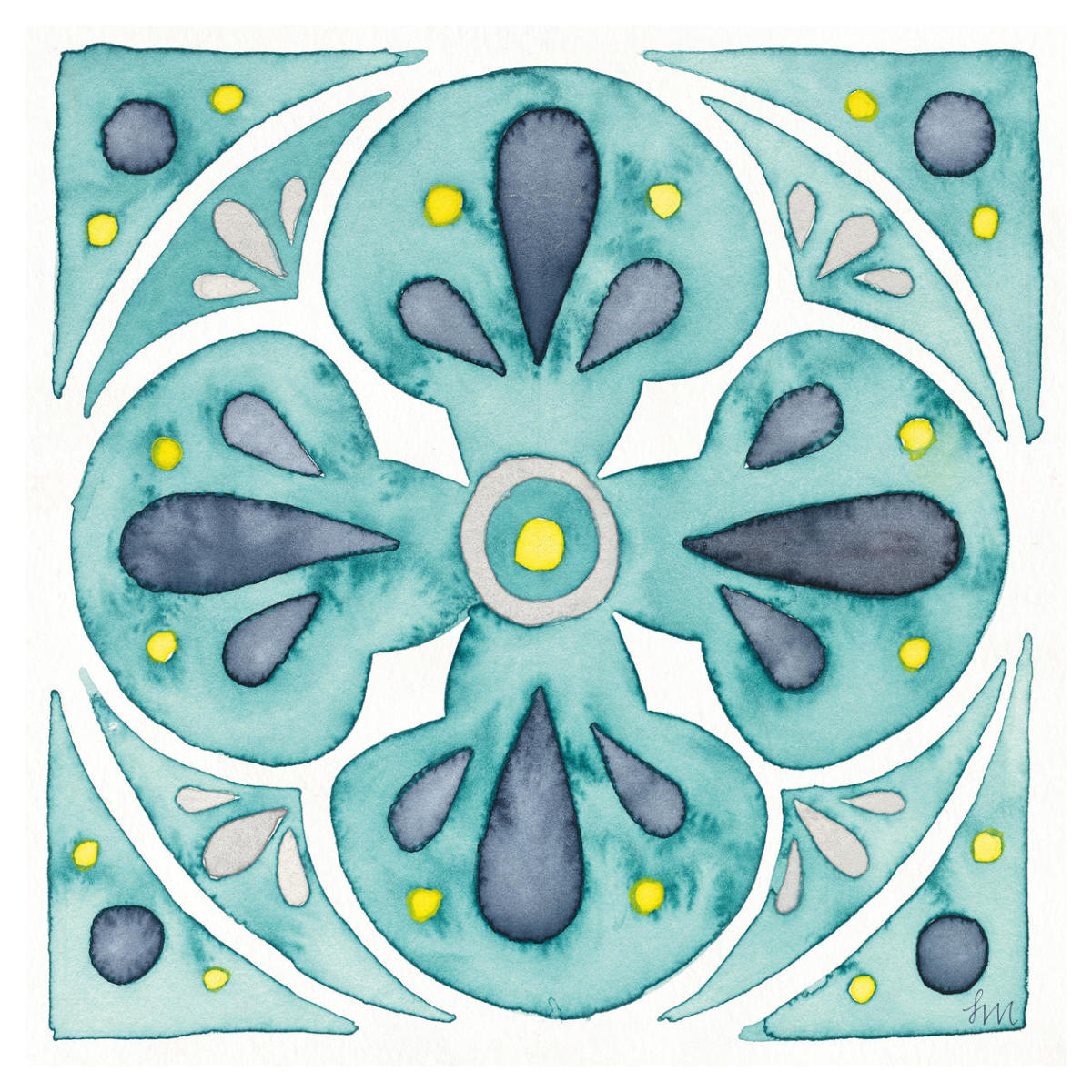 Garden Getaway Tile VI Teal -Paper Art-42"x42"