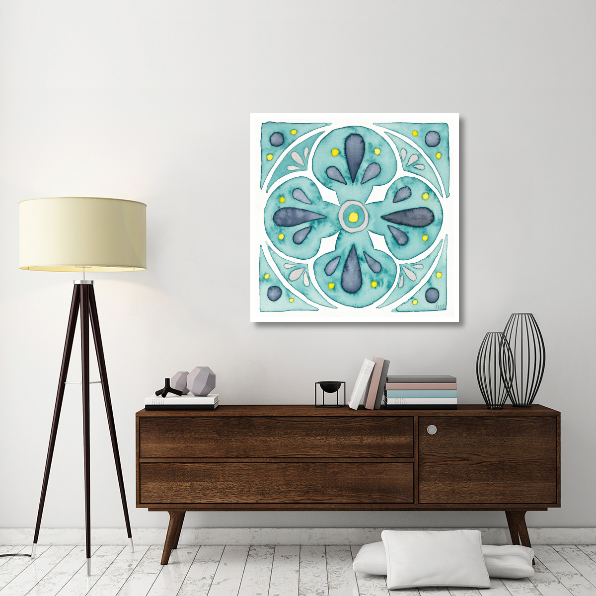 Garden Getaway Tile VI Teal -Paper Art-42&quotx42"
