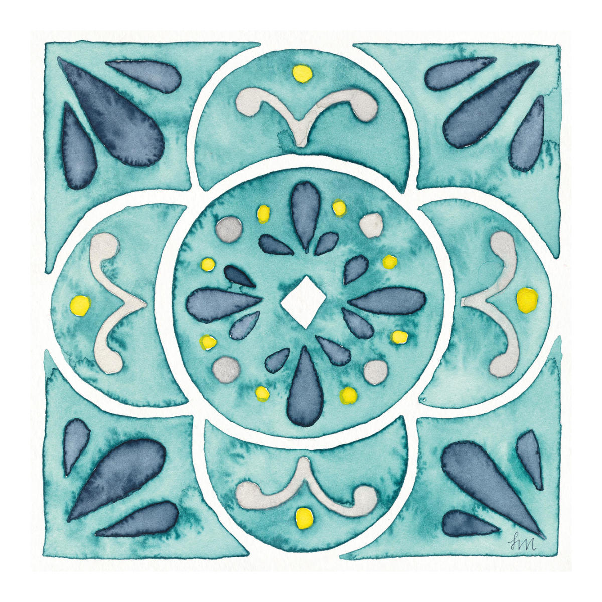 Garden Getaway Tile VII Teal -Paper Art-20"x20"