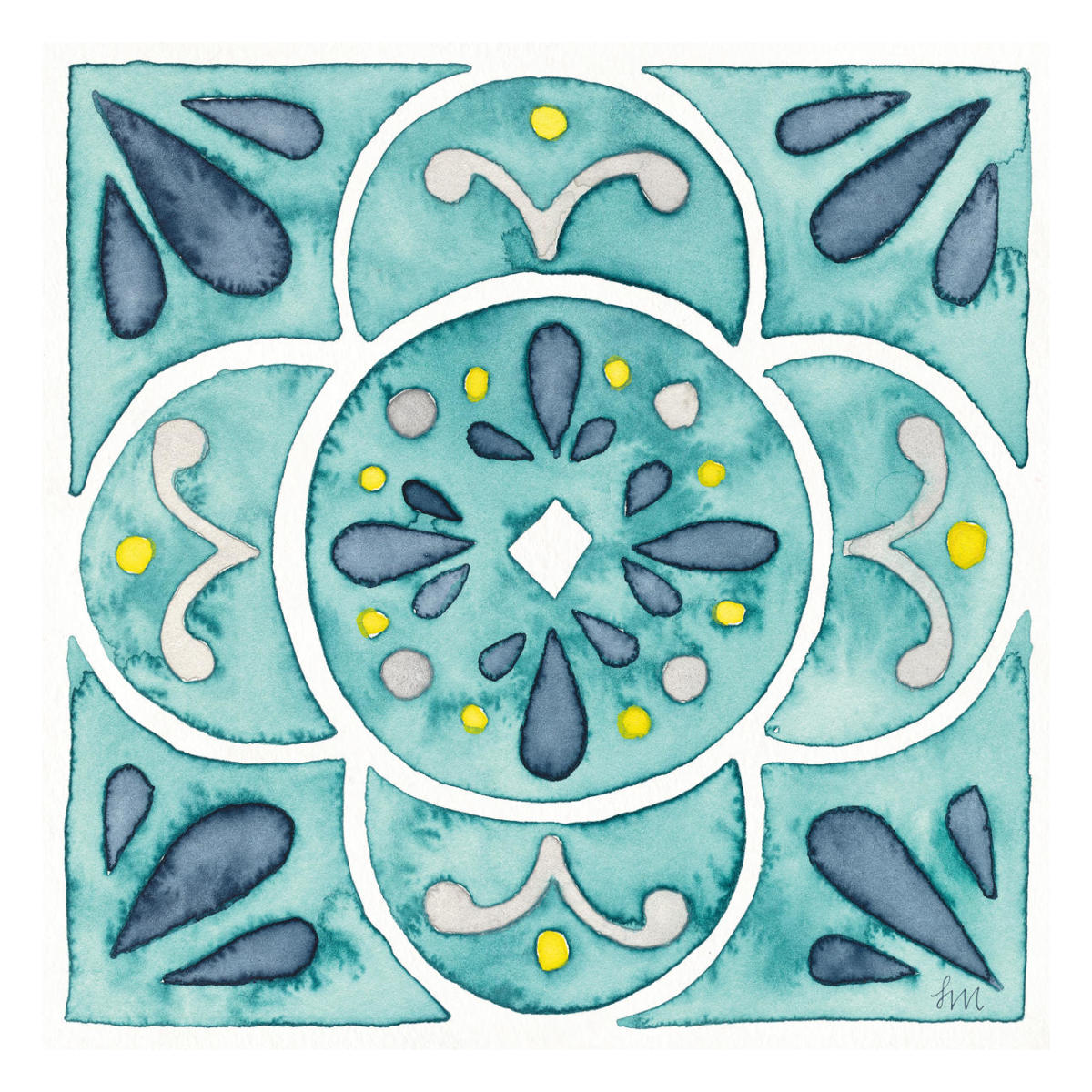 Garden Getaway Tile VII Teal -Paper Art-26"x26"
