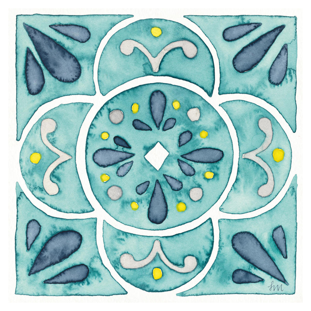Garden Getaway Tile VII Teal -Paper Art-38"x38"