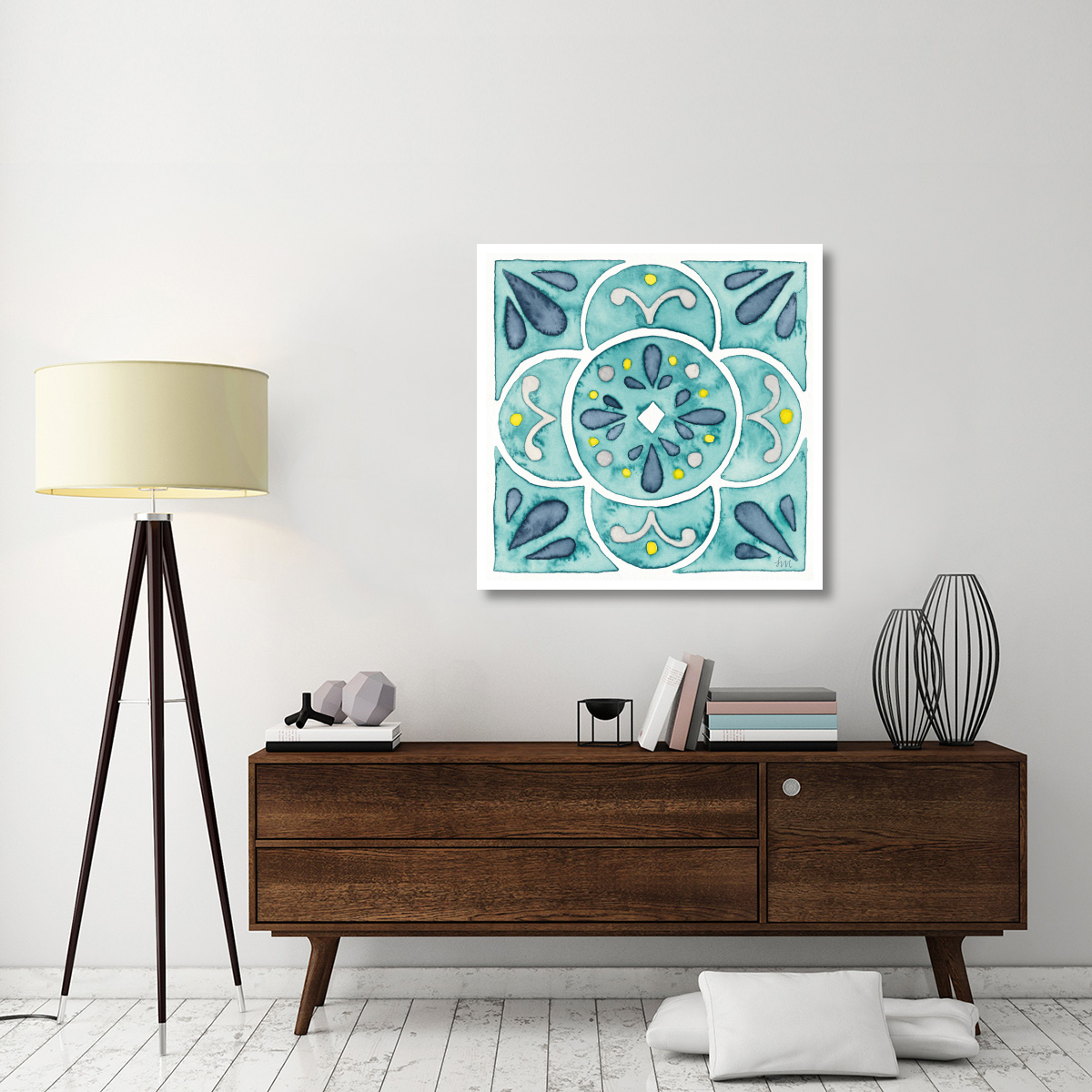 Garden Getaway Tile VII Teal -Paper Art-38&quotx38"