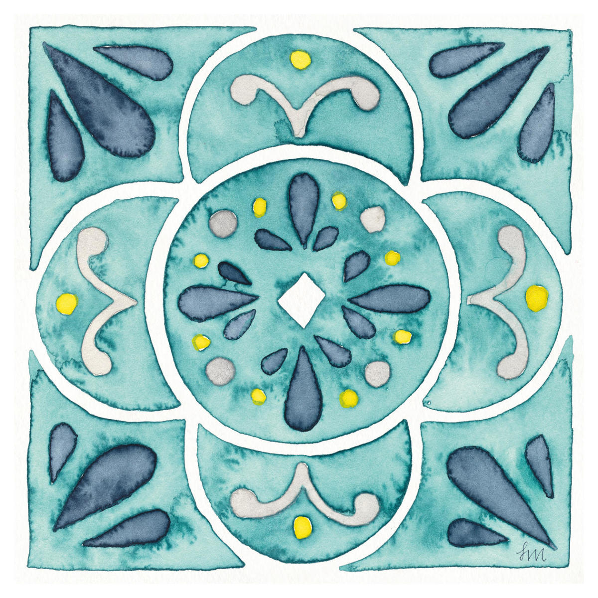 Garden Getaway Tile VII Teal -Paper Art-42"x42"