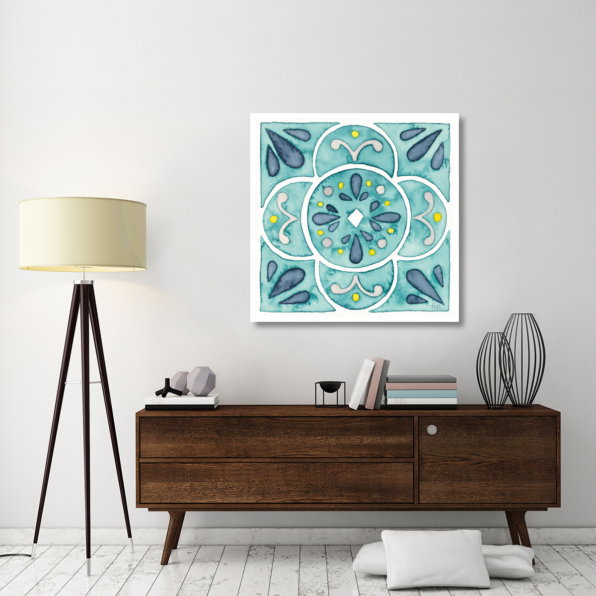 Garden Getaway Tile VII Teal -Paper Art-42&quotx42"