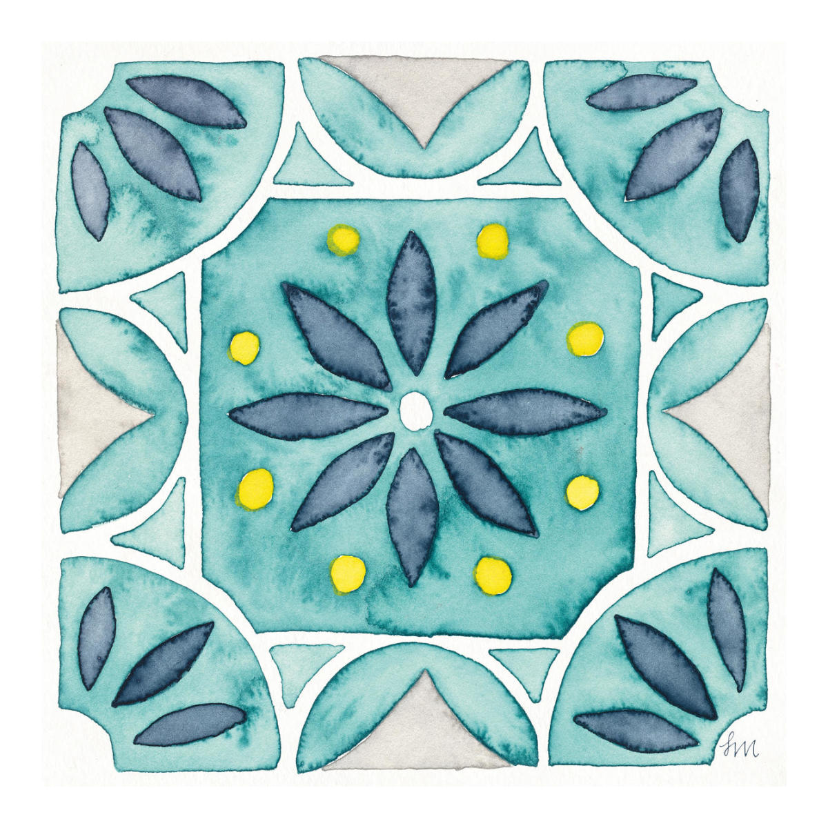 Garden Getaway Tile VIII Teal -Paper Art-20"x20"