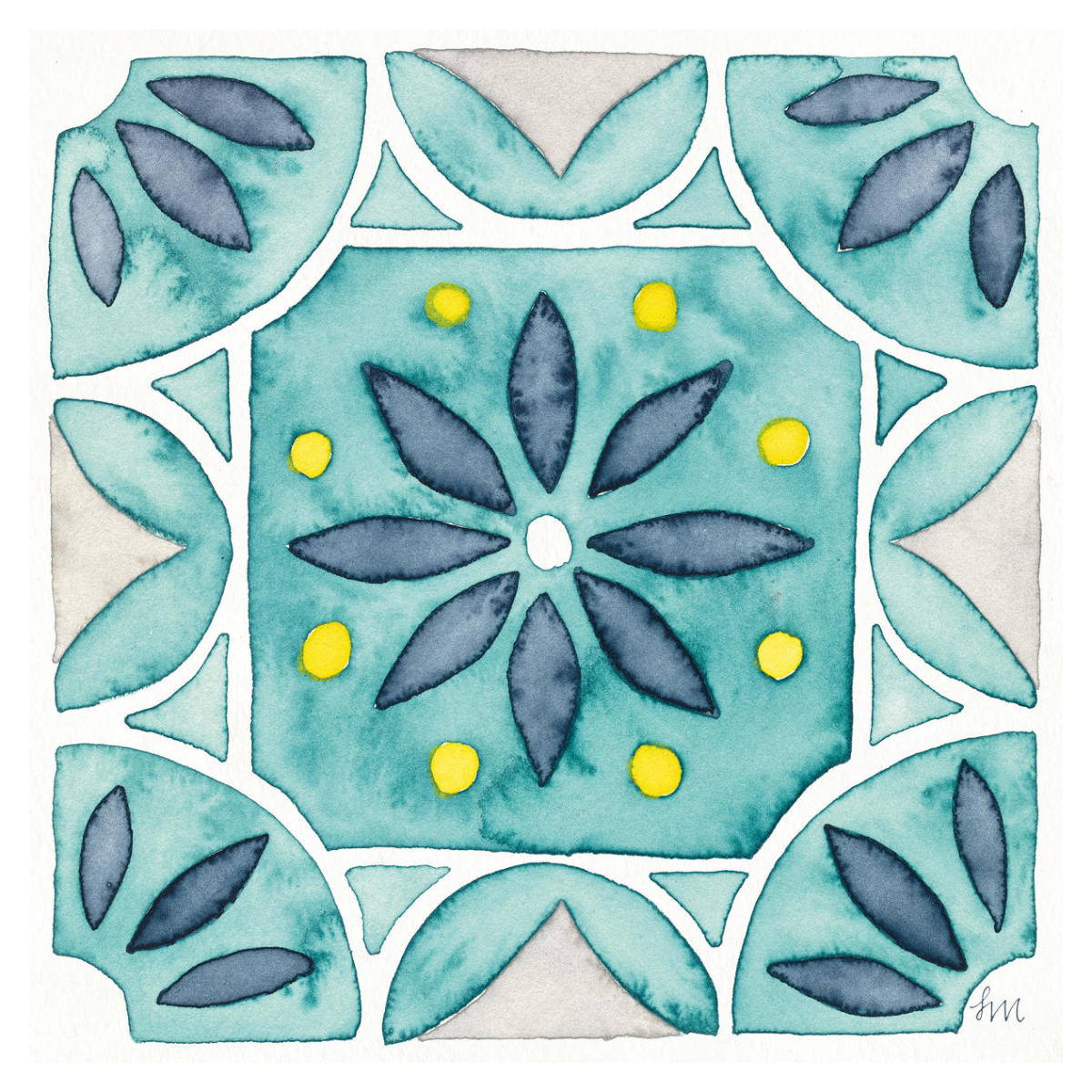 Garden Getaway Tile VIII Teal -Paper Art-38"x38"