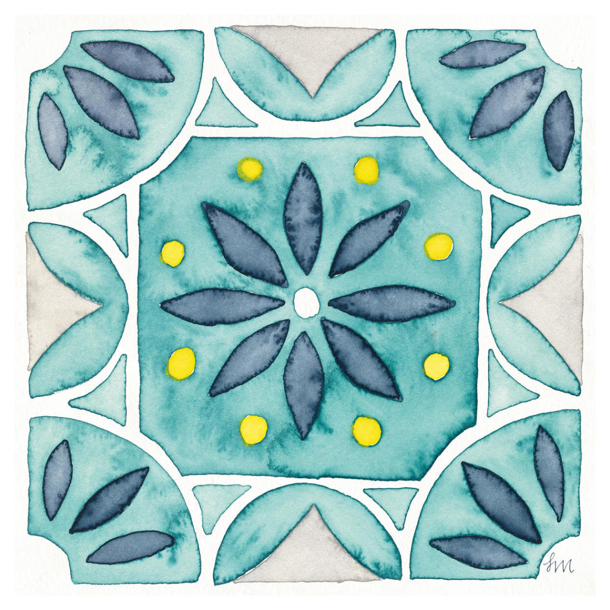 Garden Getaway Tile VIII Teal -Paper Art-42"x42"