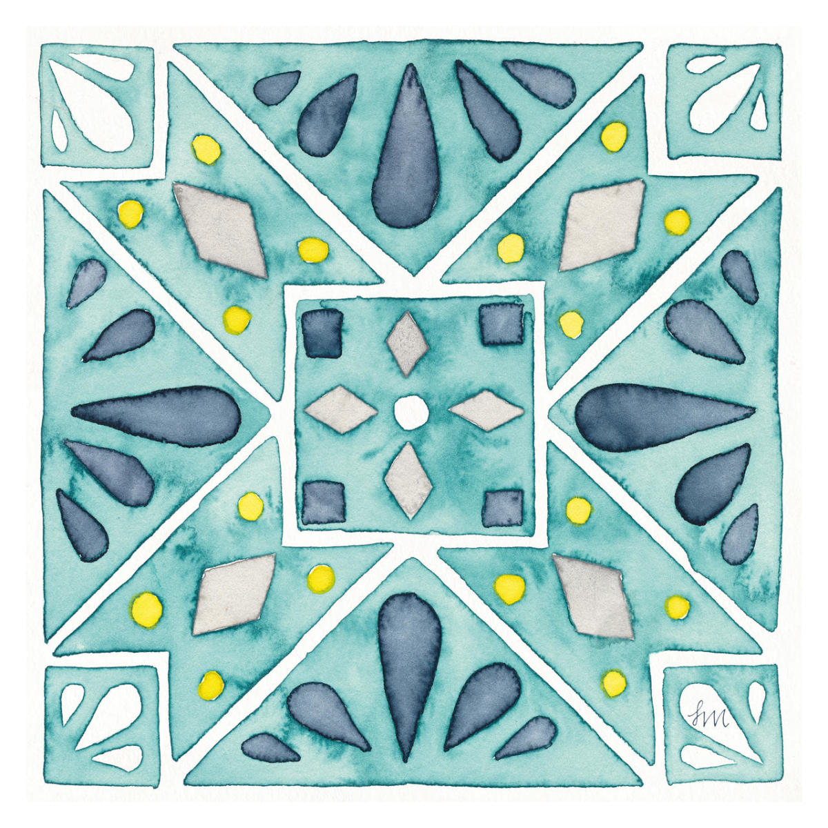 Garden Getaway Tile IX Teal -Paper Art-32"x32"