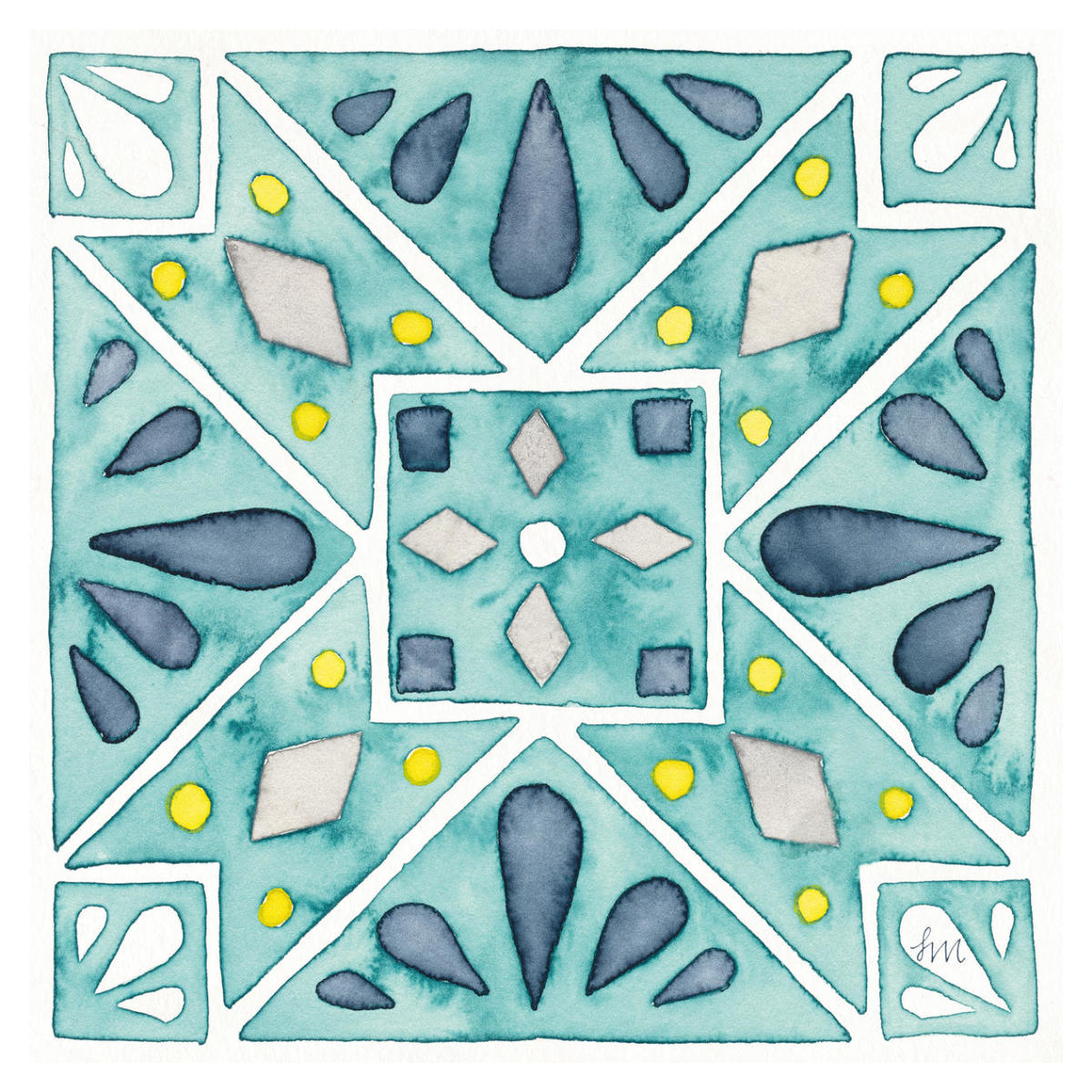 Garden Getaway Tile IX Teal -Paper Art-38"x38"