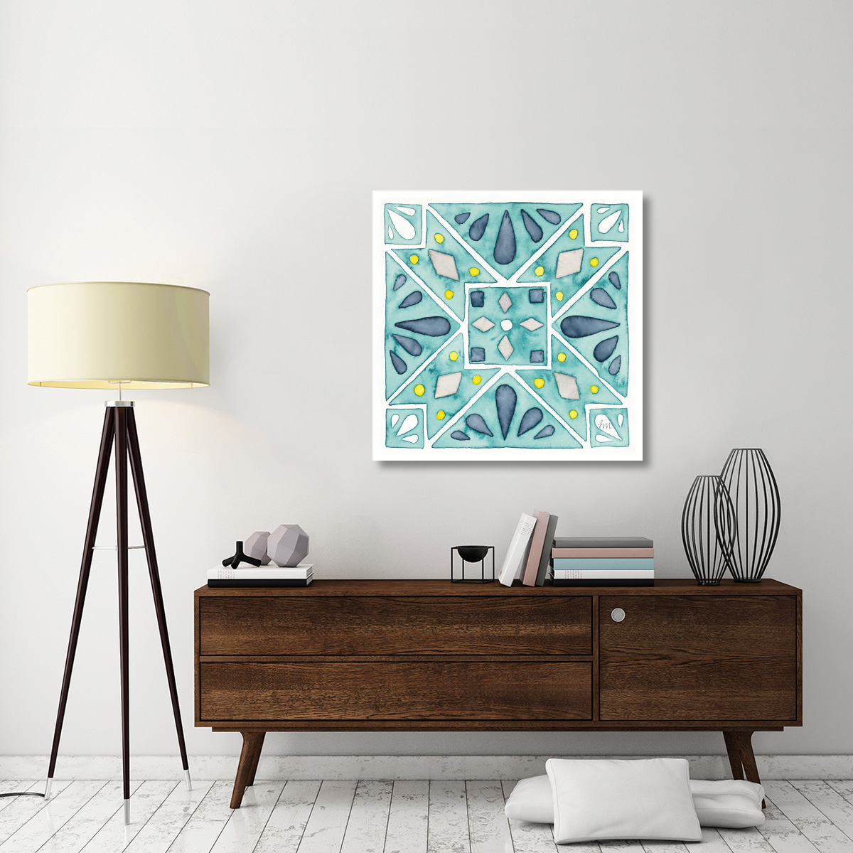 Garden Getaway Tile IX Teal -Paper Art-38&quotx38"