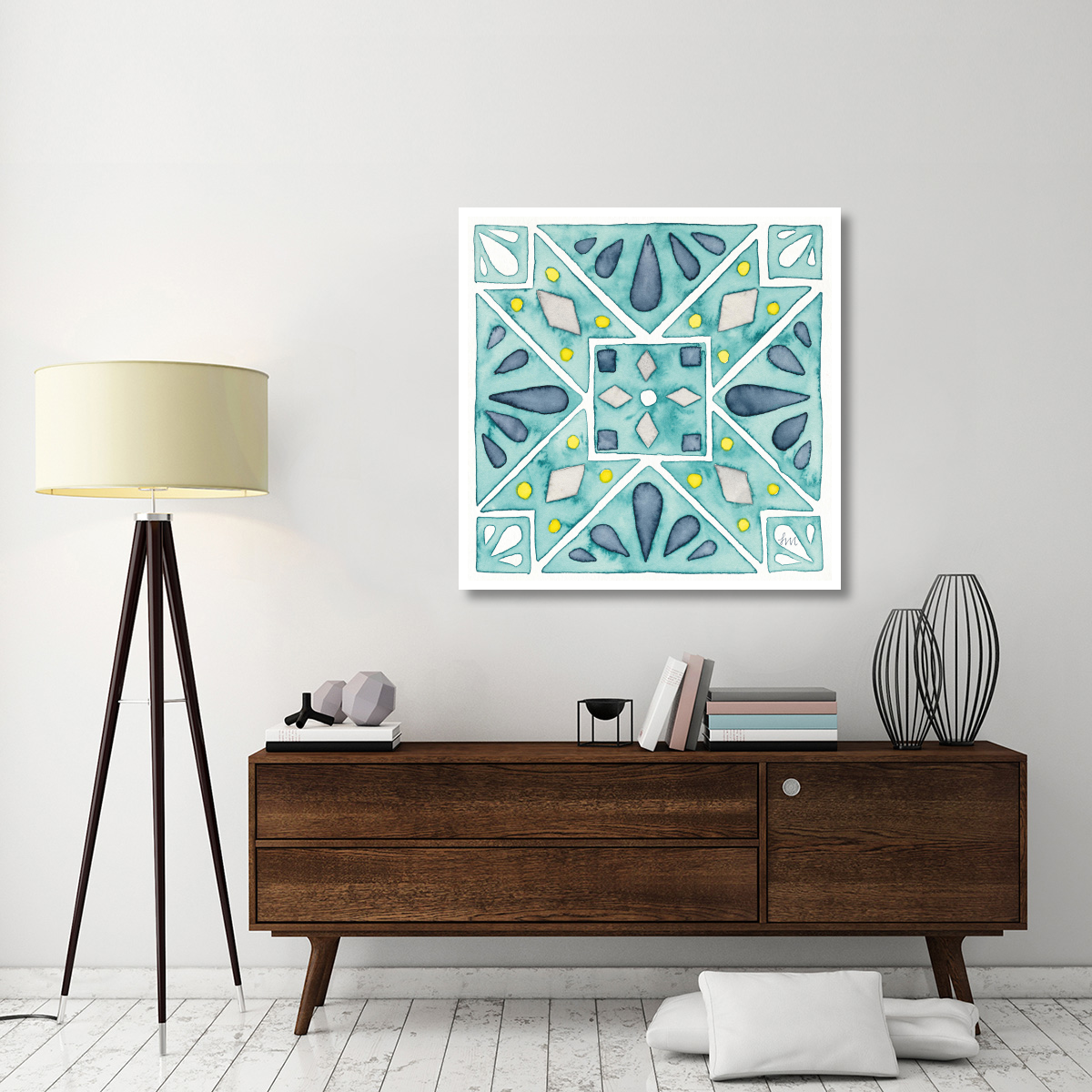Garden Getaway Tile IX Teal -Paper Art-42&quotx42"