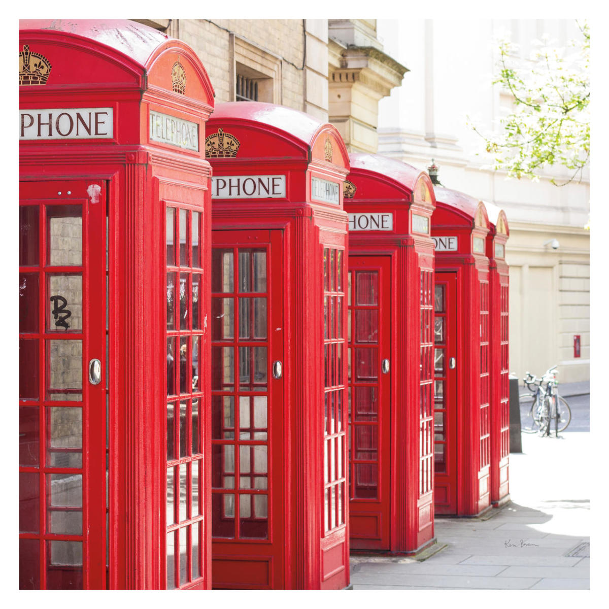 Covent Garden Phone Boxes -Paper Art-32"x32"