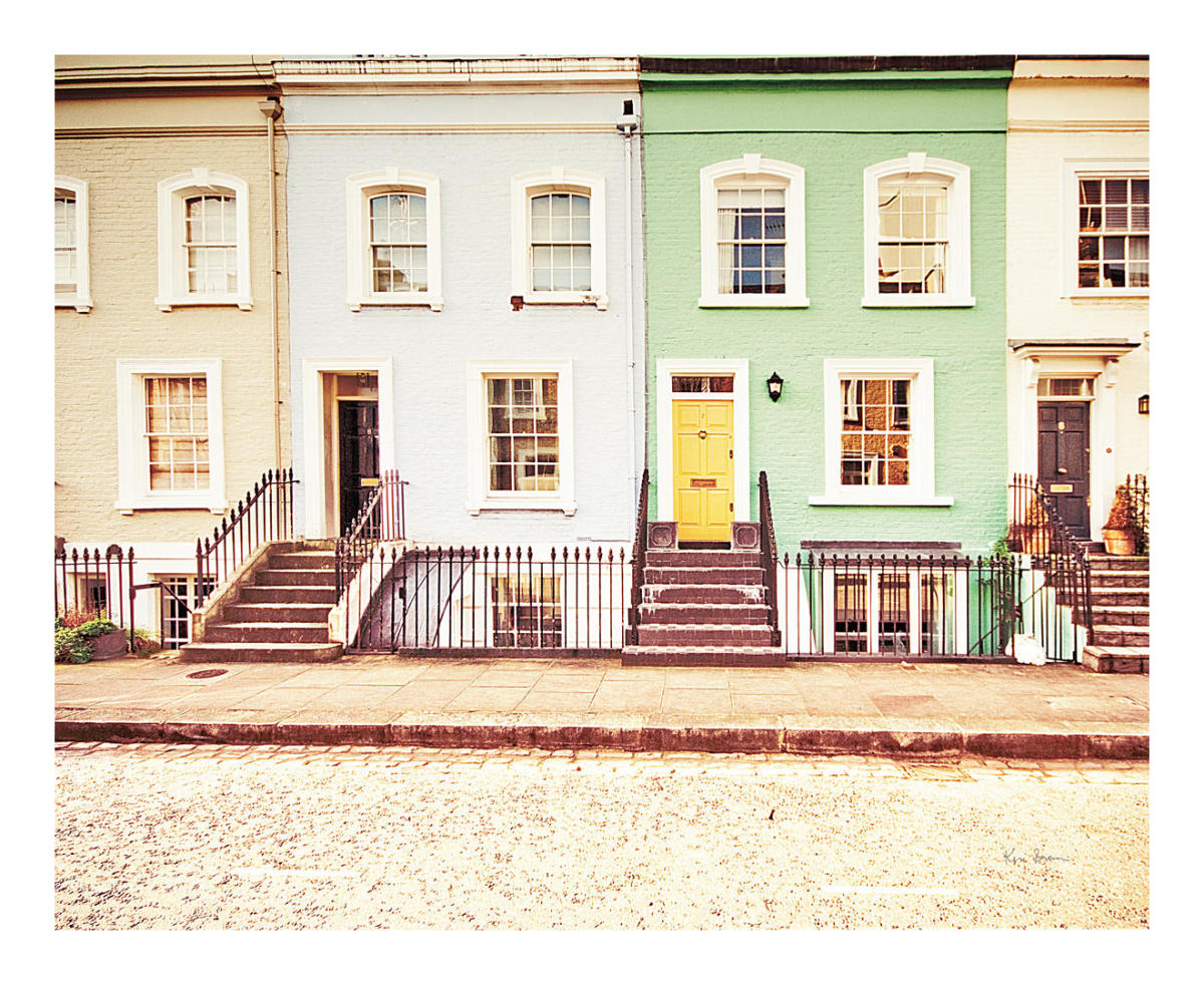 Chelsea Houses All Lined Up -Paper Art-22"x18"