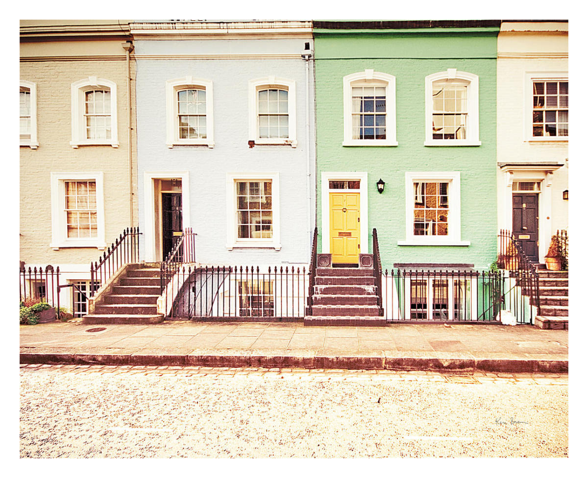Chelsea Houses All Lined Up -Paper Art-30"x24"