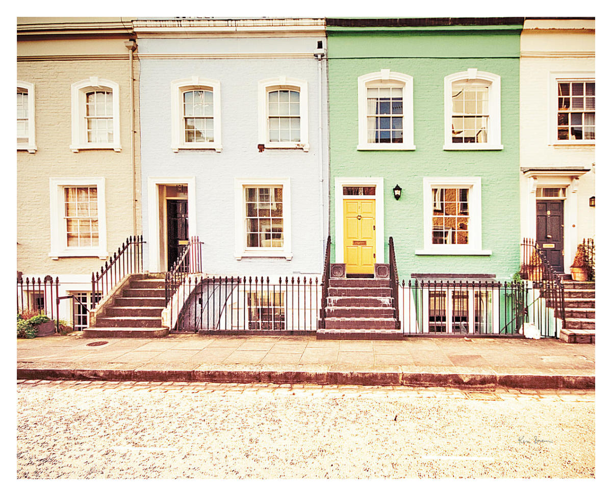 Chelsea Houses All Lined Up -Paper Art-37"x30"
