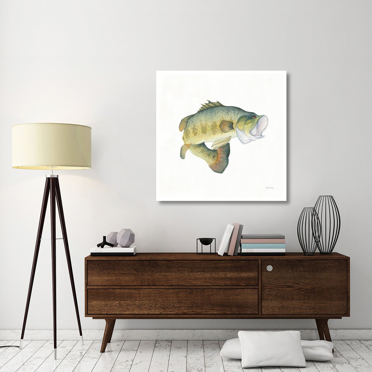 Gone Fishin Large Mouth -Paper Art-42&quotx42"
