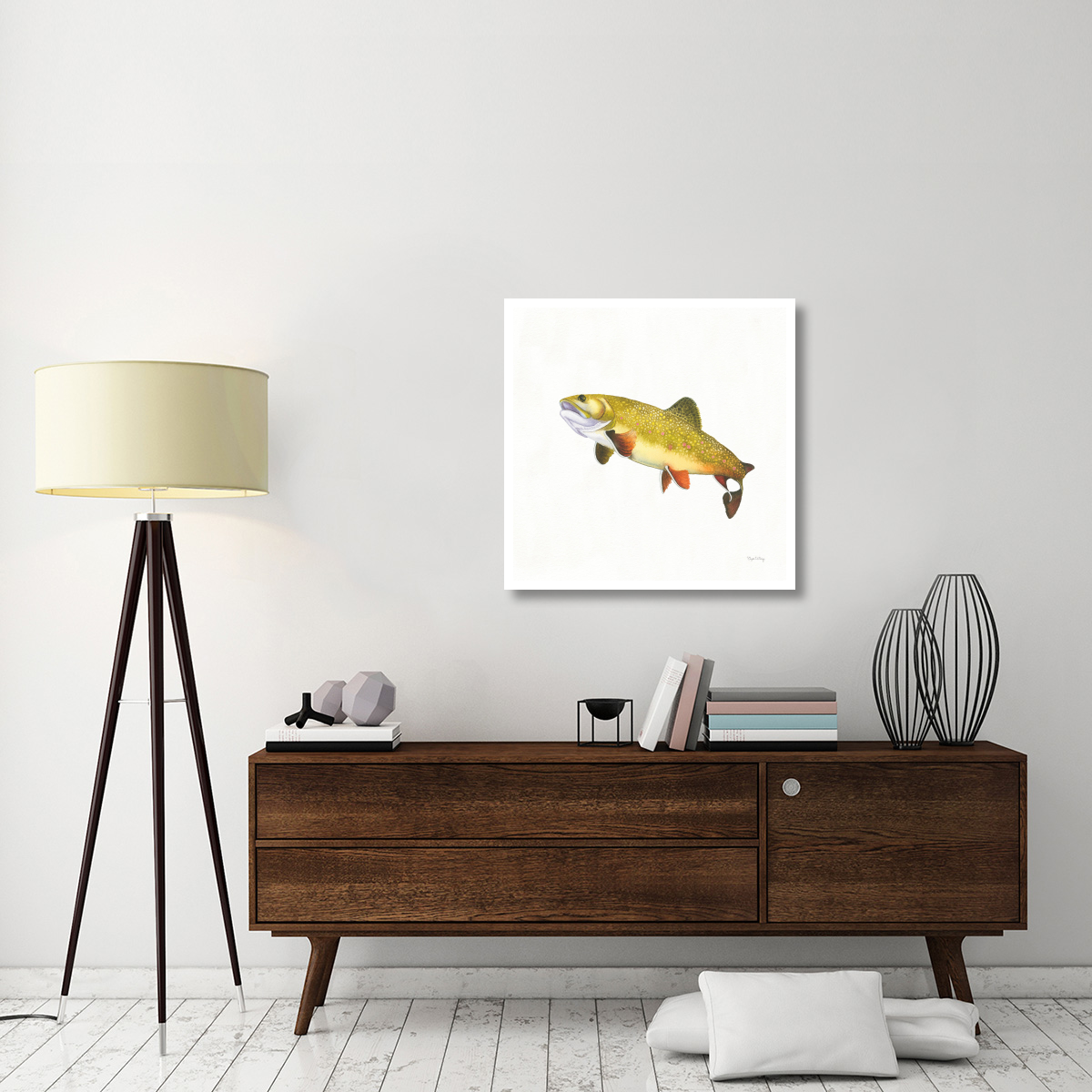 Gone Fishin Brookie -Paper Art-32&quotx32"