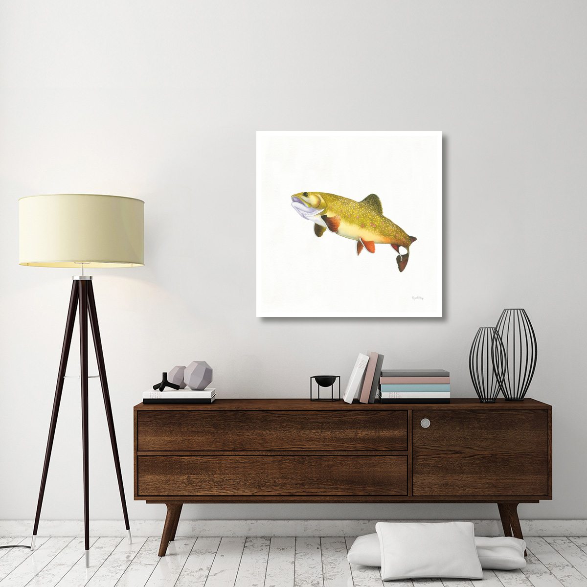 Gone Fishin Brookie -Paper Art-38&quotx38"