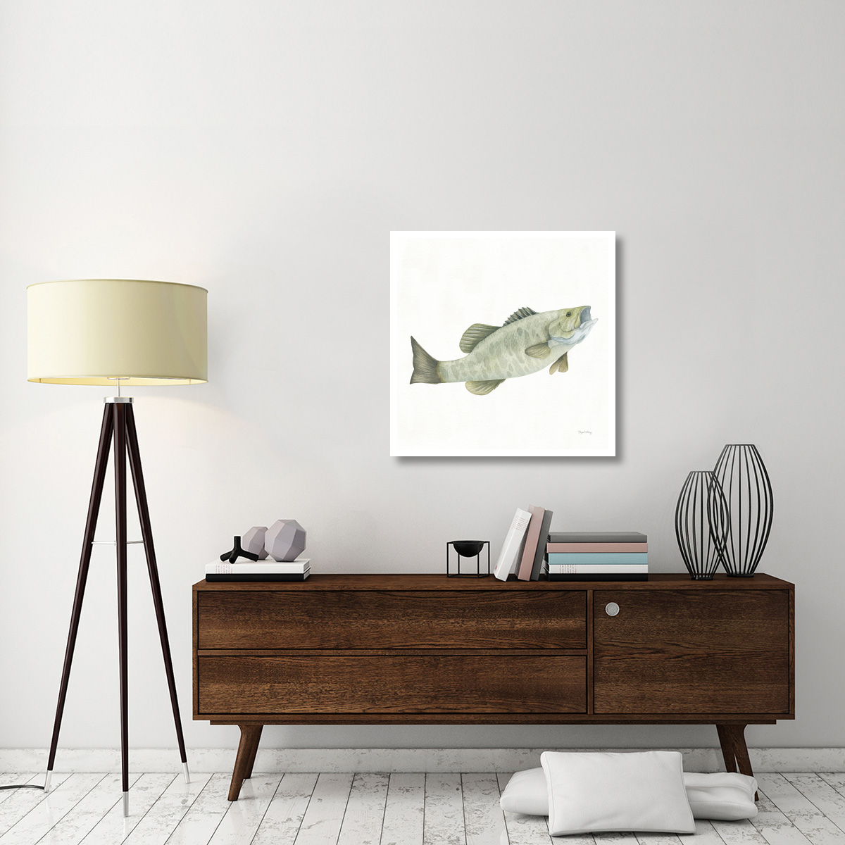 Gone Fishin Small Mouth -Paper Art-32&quotx32"