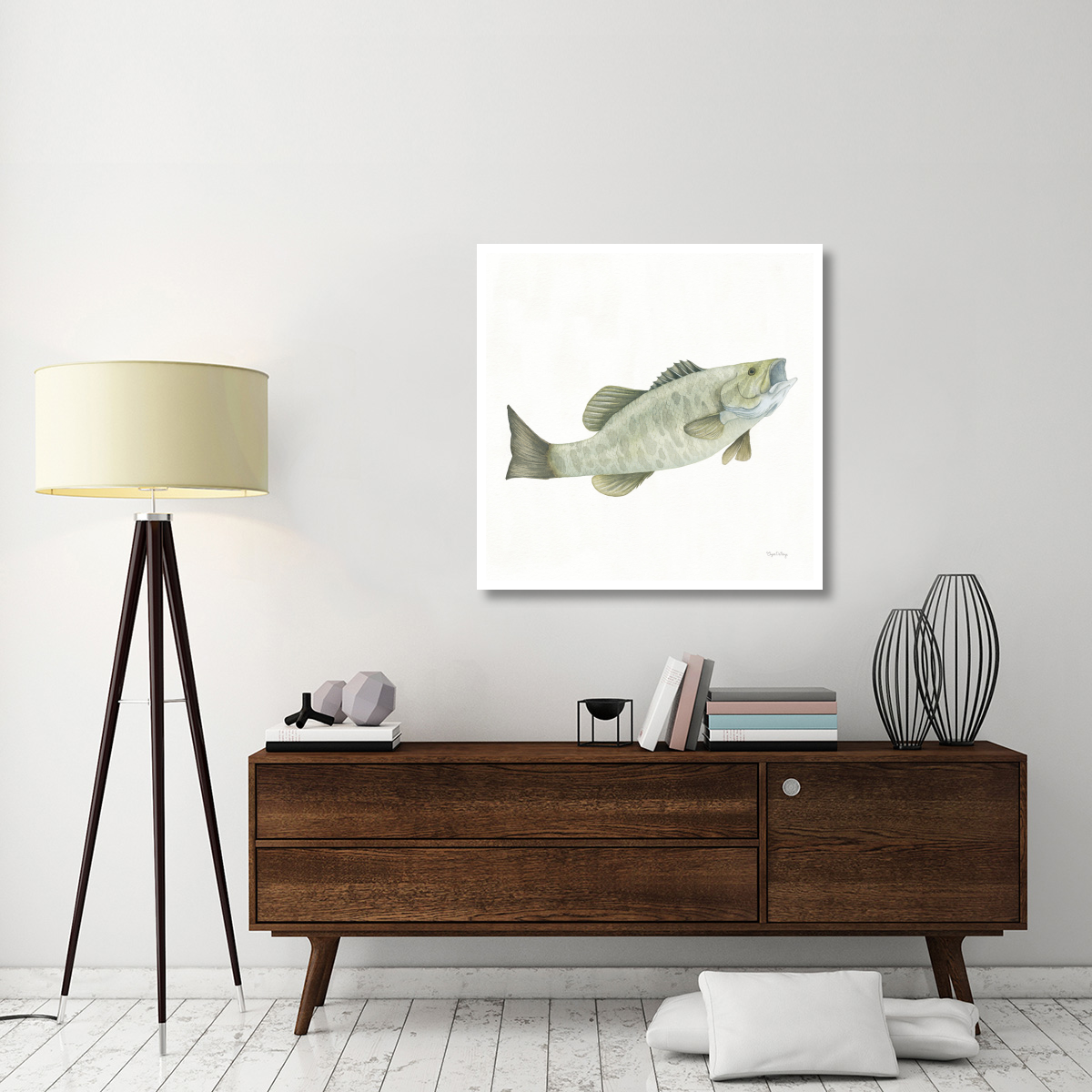 Gone Fishin Small Mouth -Paper Art-38&quotx38"