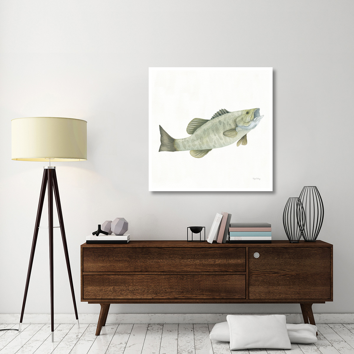 Gone Fishin Small Mouth -Paper Art-42&quotx42"