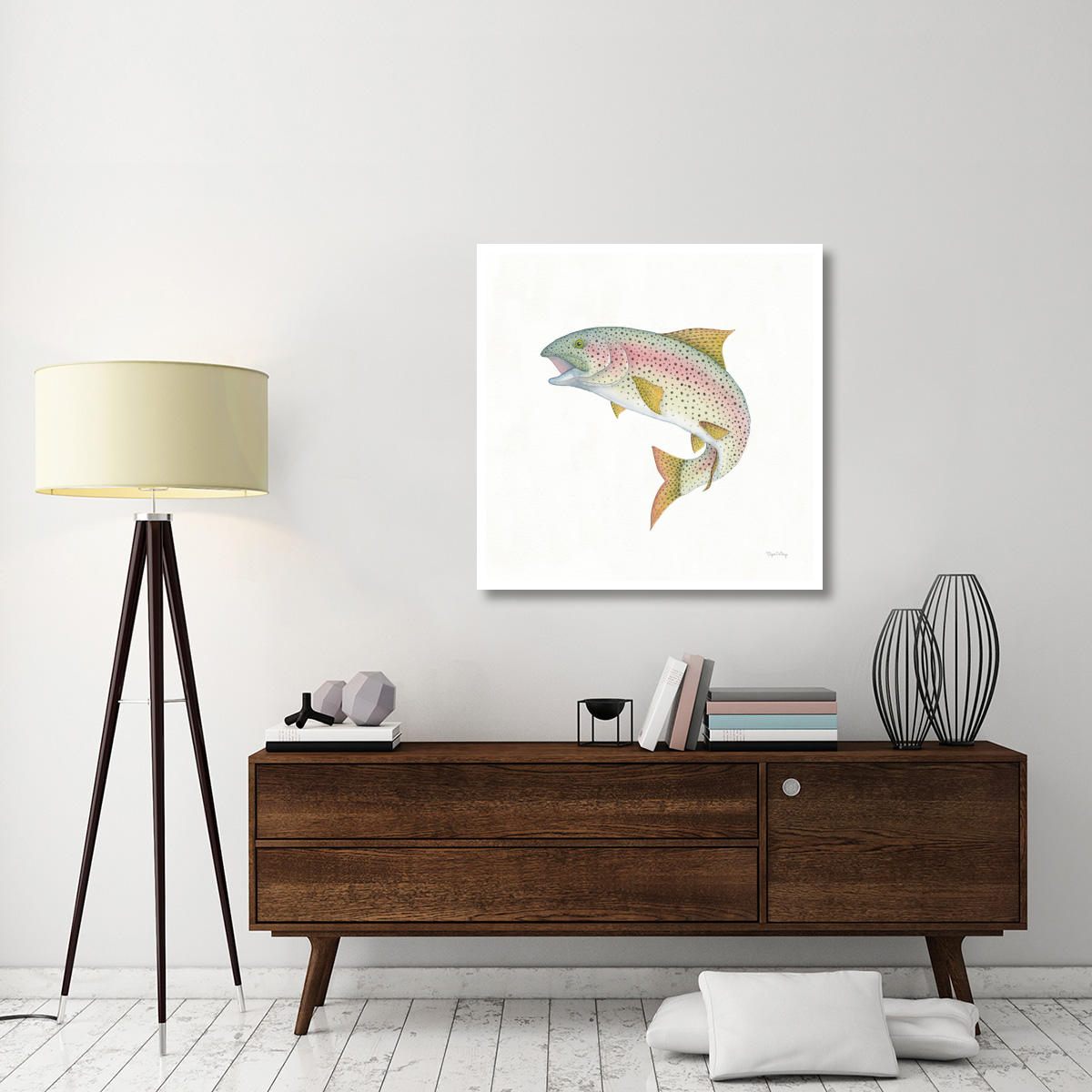 Gone Fishin Rainbow -Paper Art-38&quotx38"