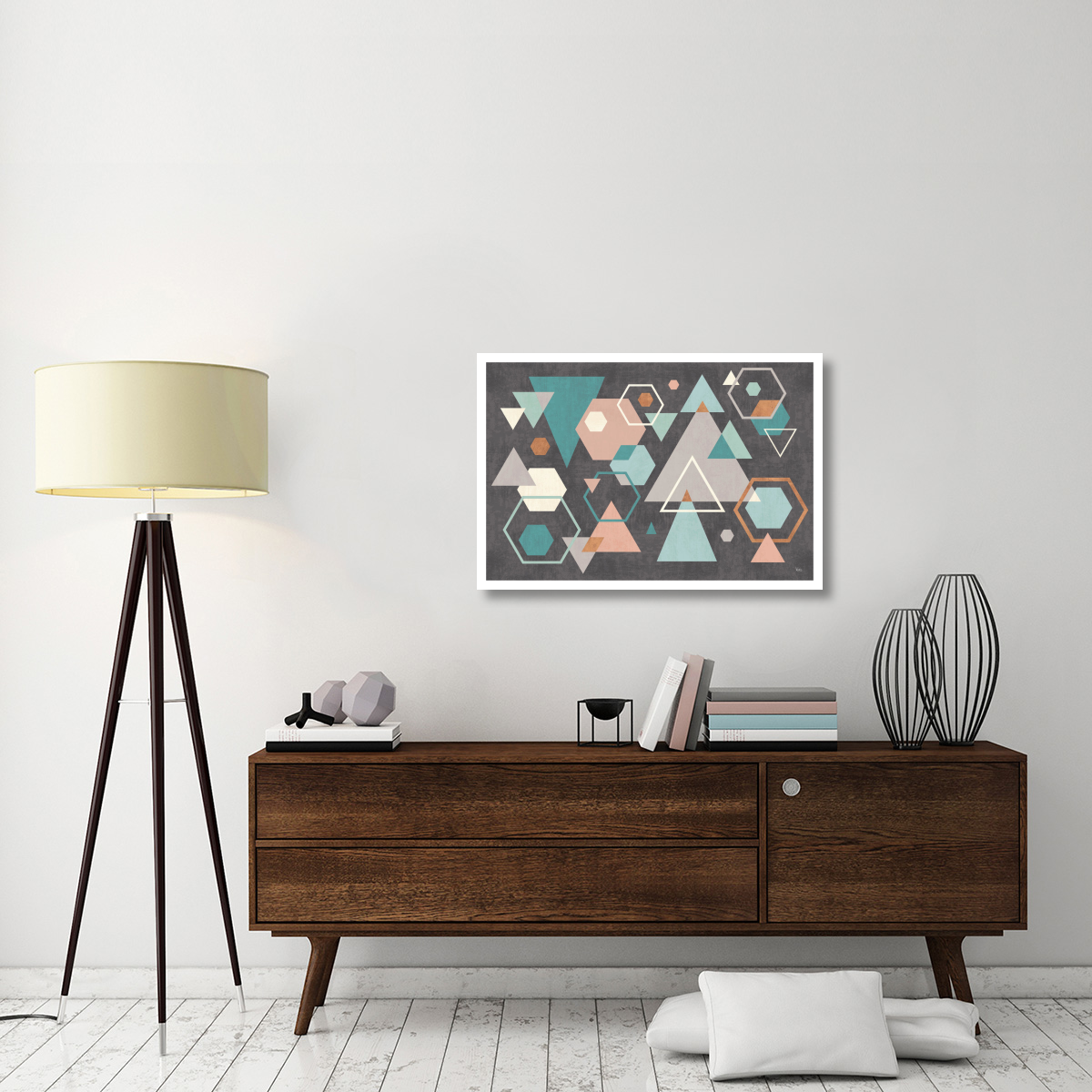Abstract Geo I Black -Paper Art-38&quotx26"