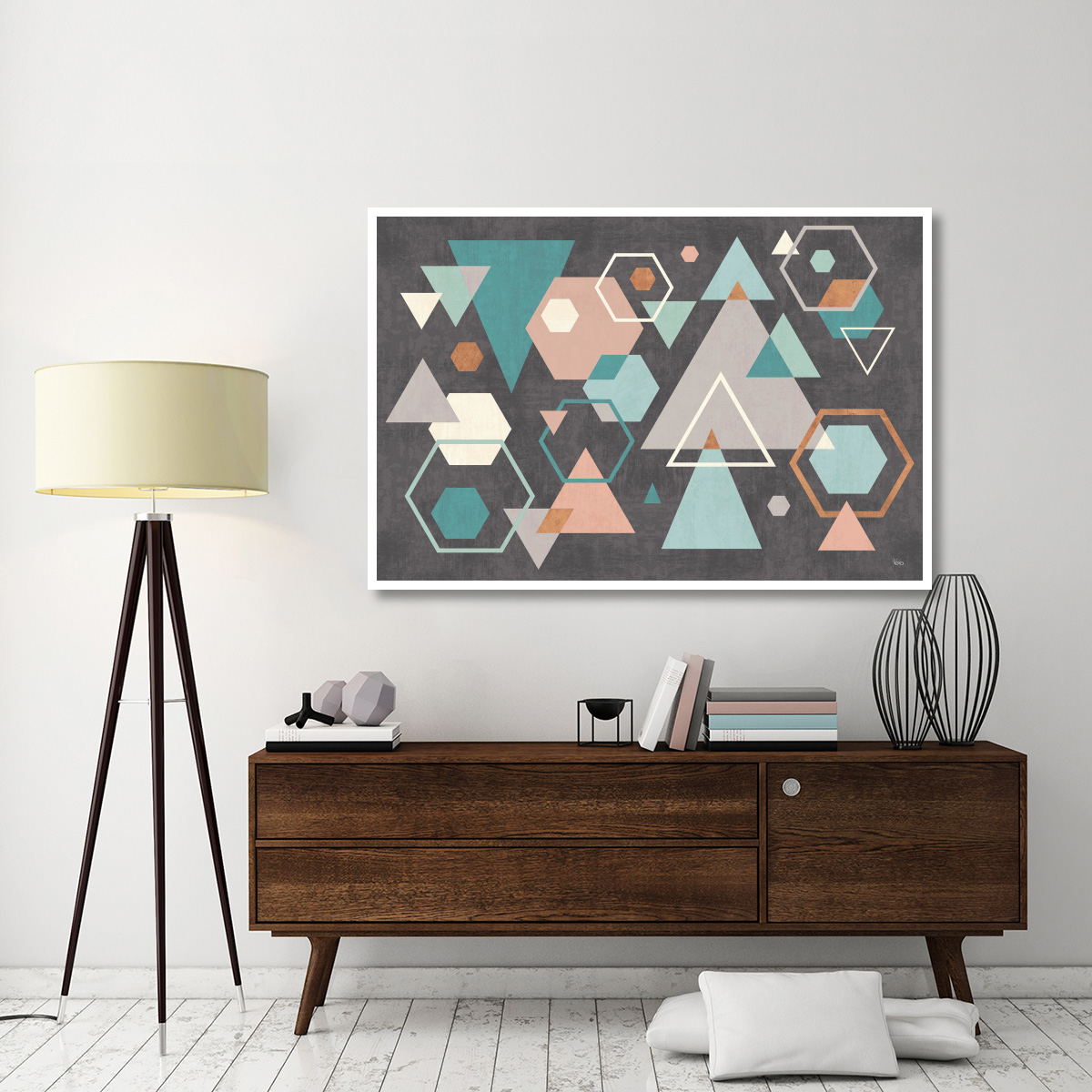 Abstract Geo I Black -Paper Art-62&quotx42"