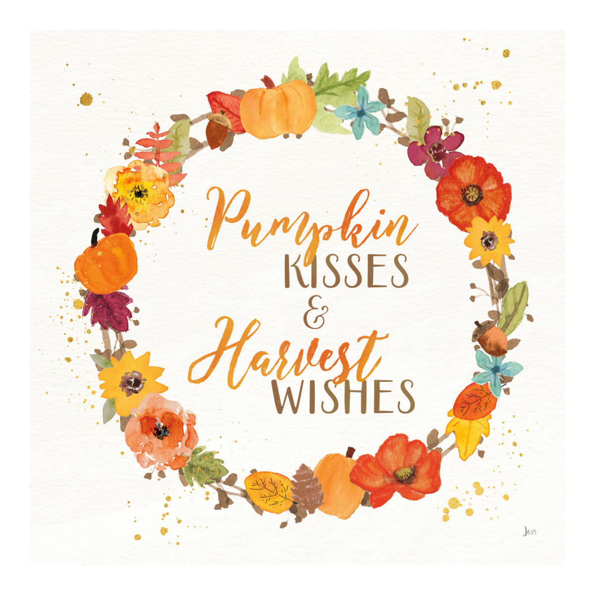 Harvest Wishes II -Paper Art-20"x20"