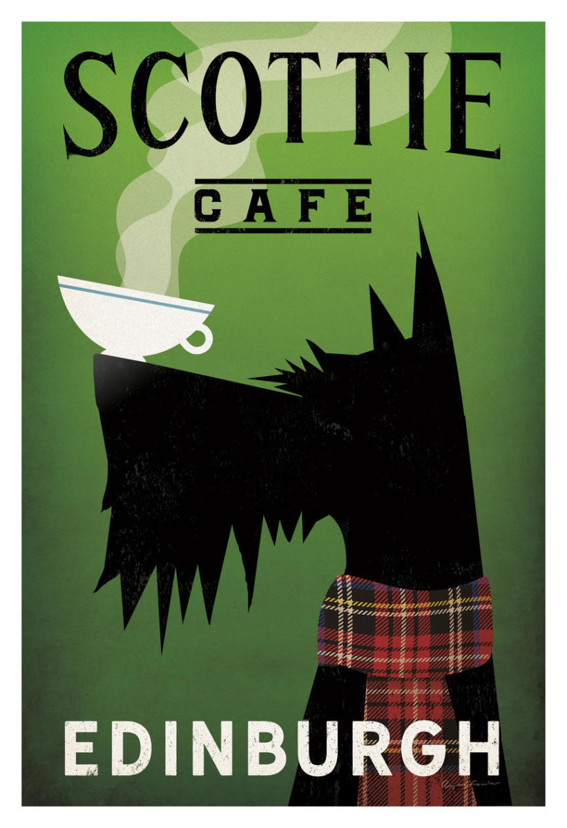Scottie Cafe -Paper Art-14"x20"