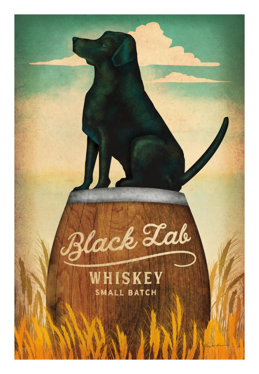 Black Lab Whiskey -Paper Art-18"x26"