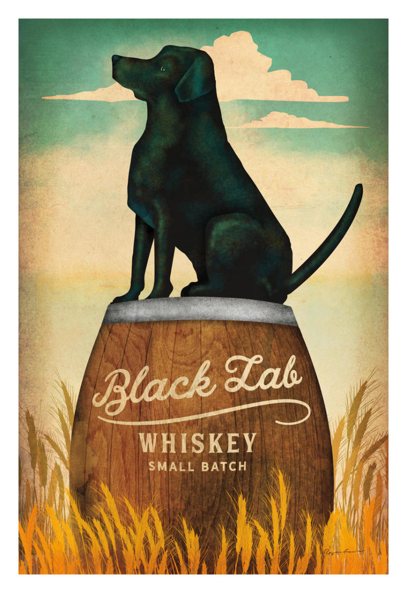 Black Lab Whiskey -Paper Art-22"x32"