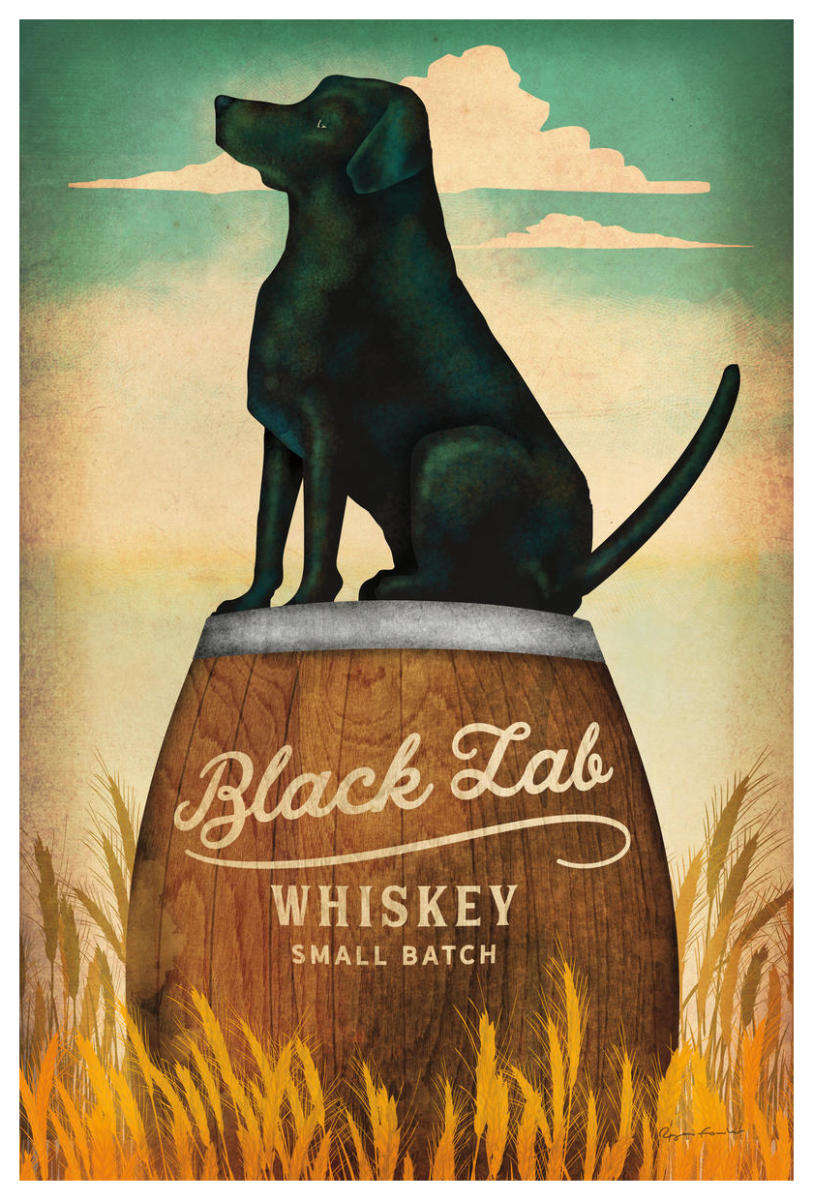 Black Lab Whiskey -Paper Art-42"x62"