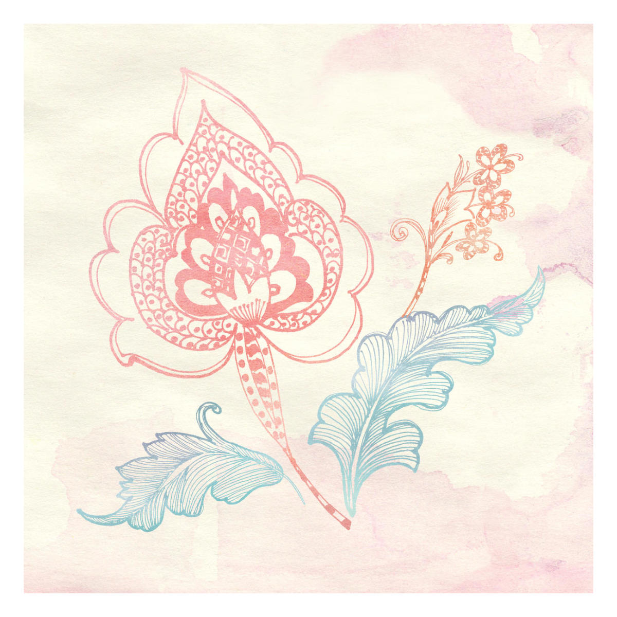 Eastern Boho II -Paper Art-26"x26"