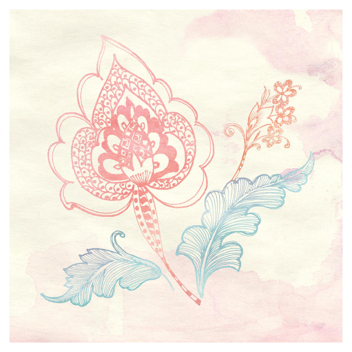 Eastern Boho II -Paper Art-38"x38"
