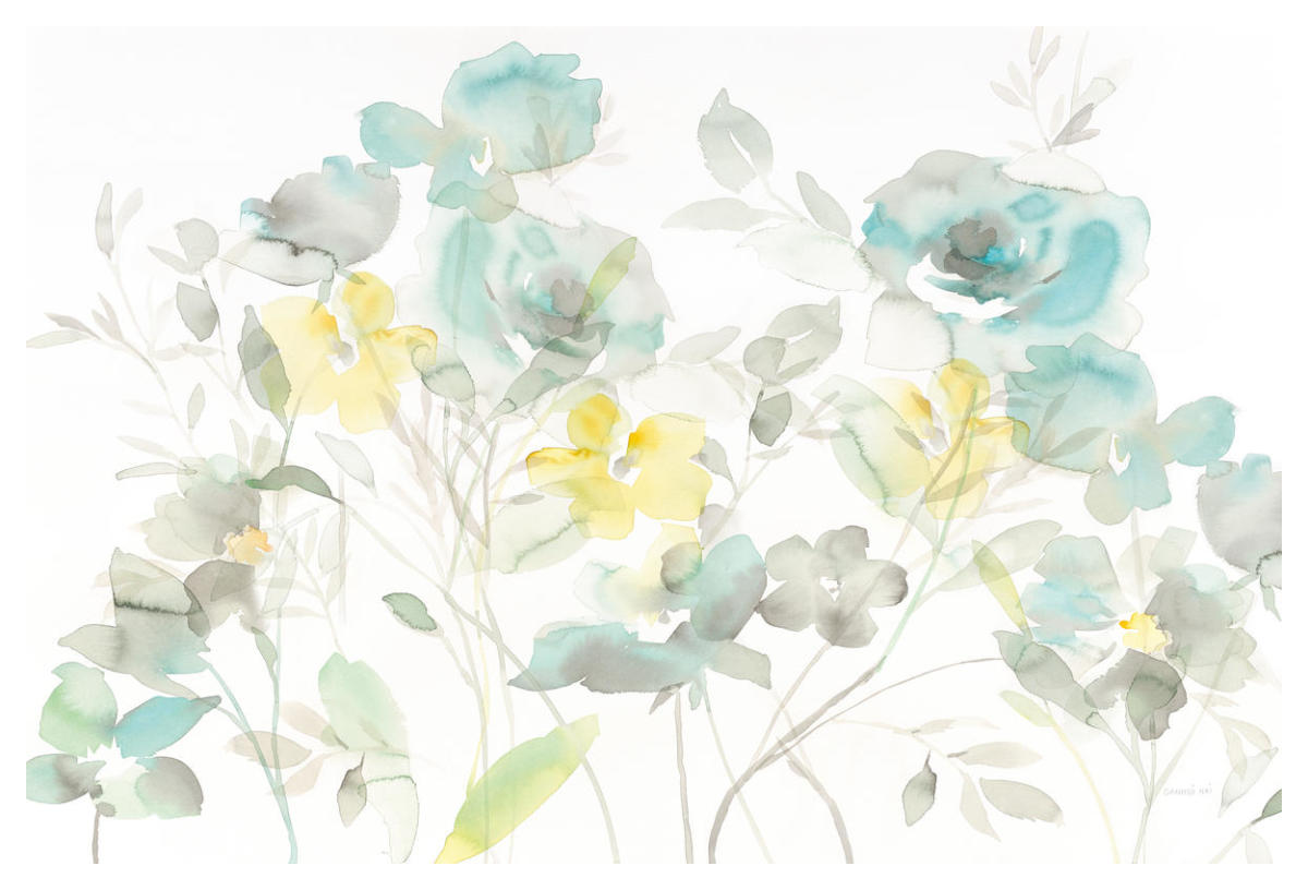 Aqua Roses Shadows -Paper Art-50"x34"