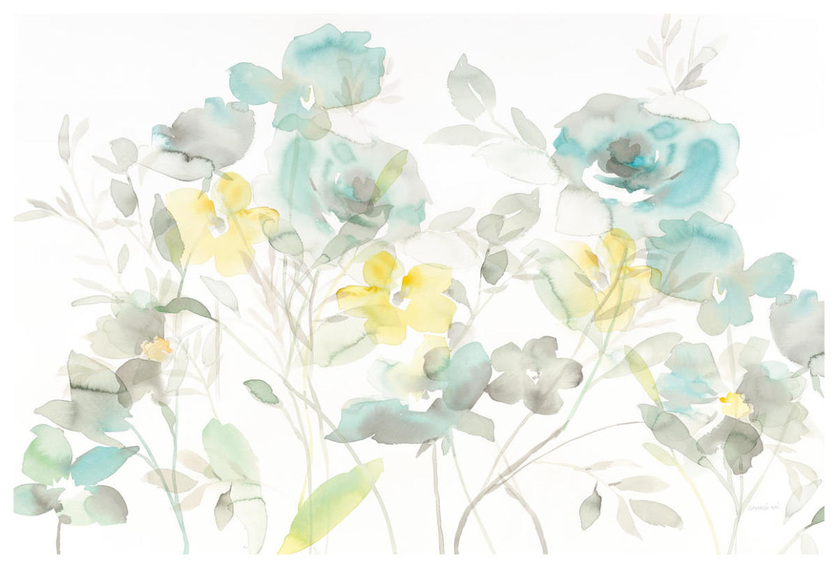 Aqua Roses Shadows -Paper Art-62"x42"