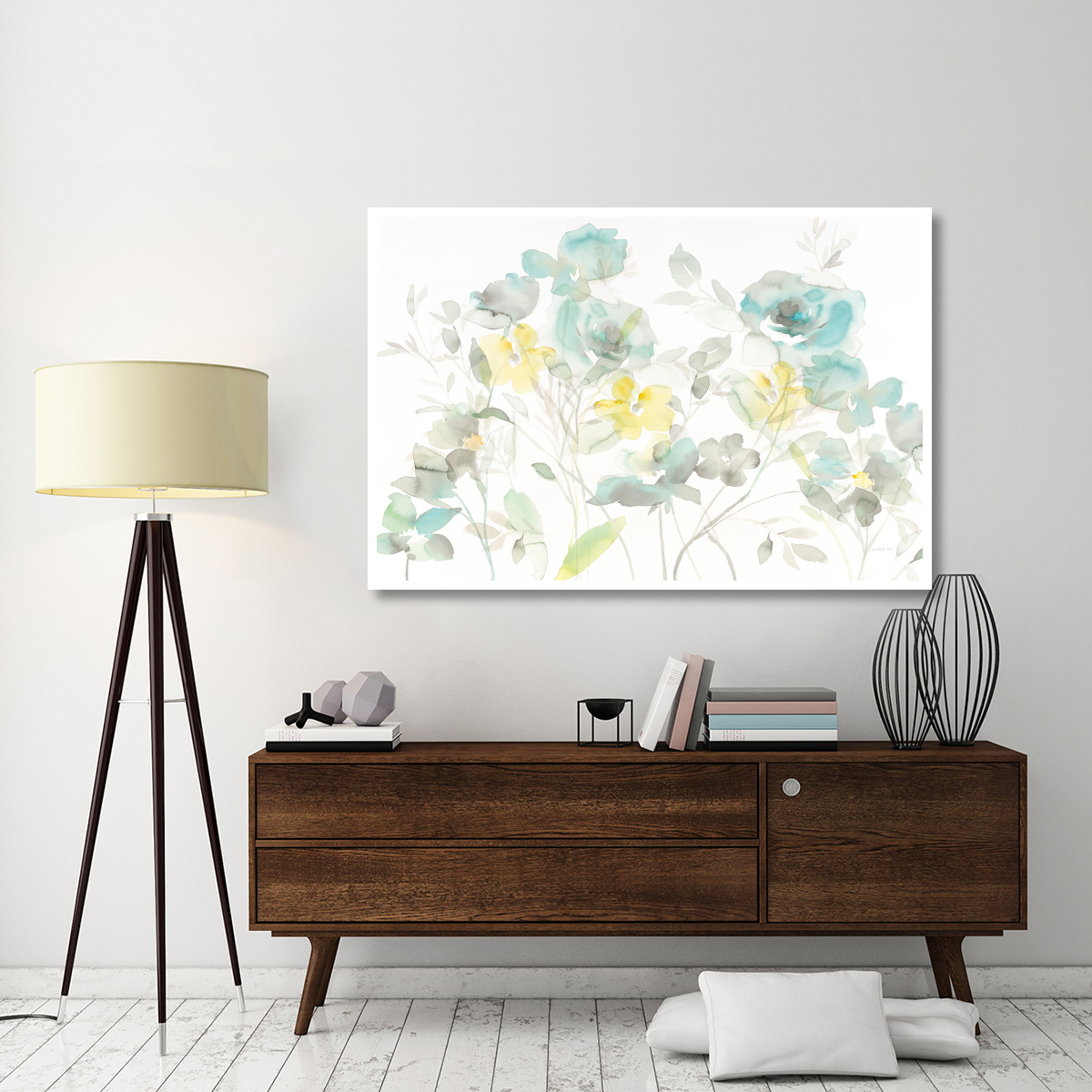 Aqua Roses Shadows -Paper Art-62&quotx42"