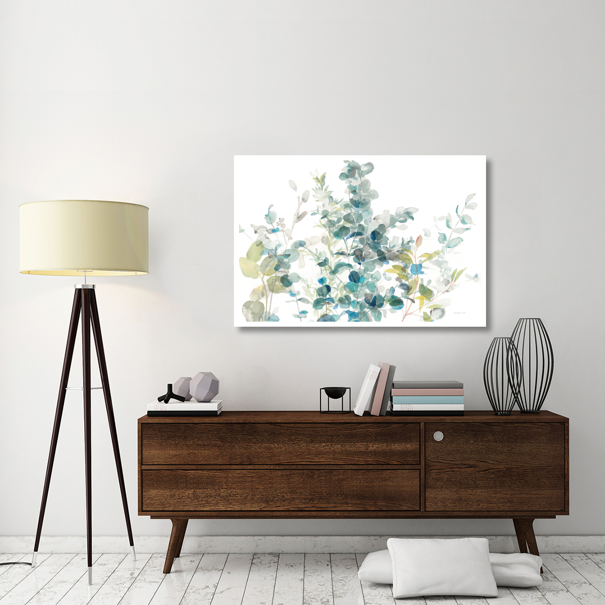 Eucalyptus I White Crop -Paper Art-50&quotx34"