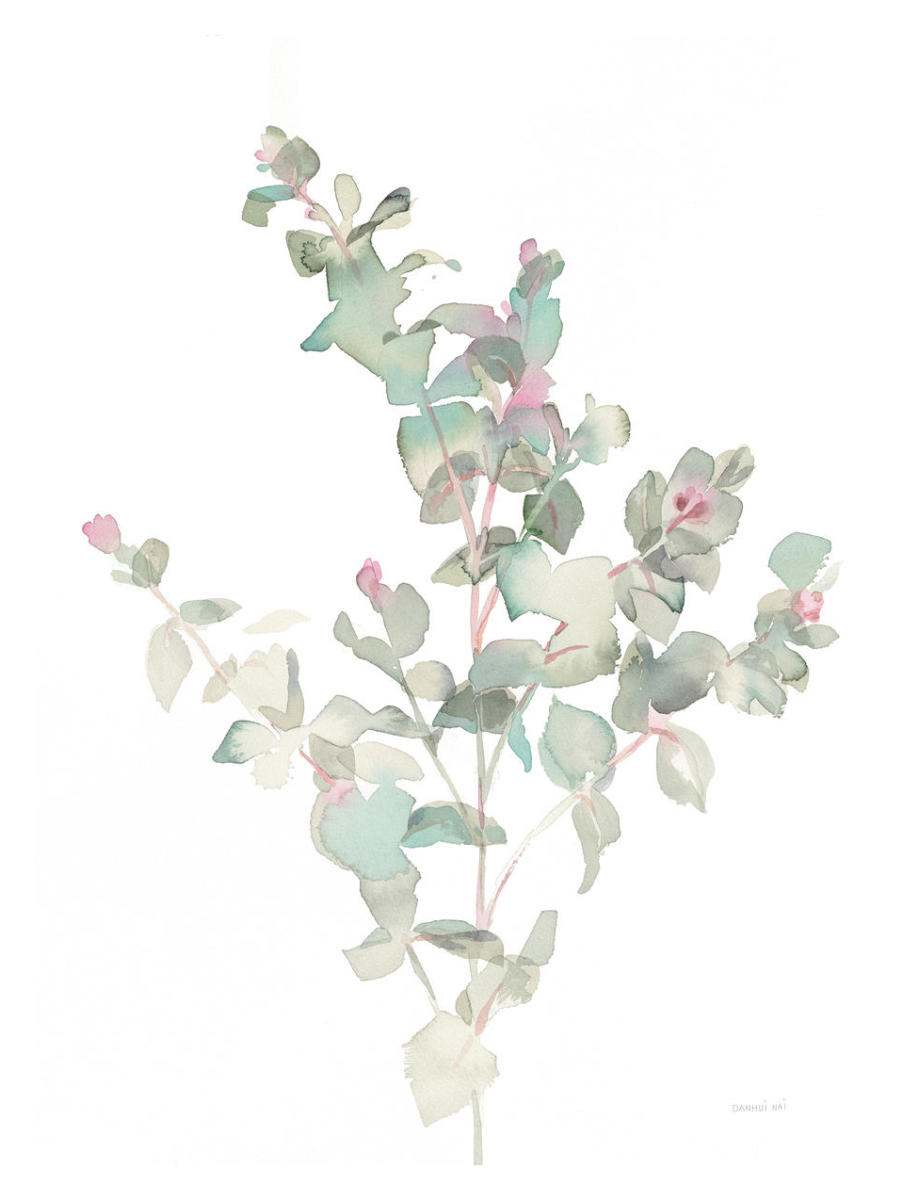 Eucalyptus II White -Paper Art-14"x18"